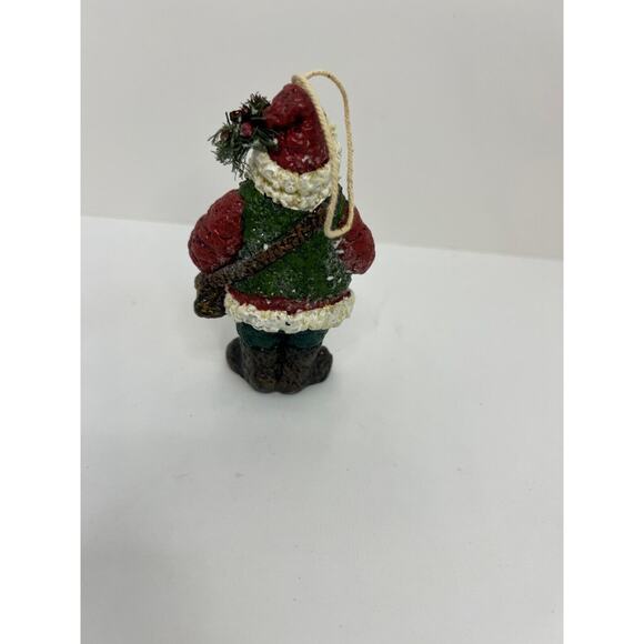 Vtg Santa Claus Fisherman Ornament Holding His Catch - Picture 3 of 3